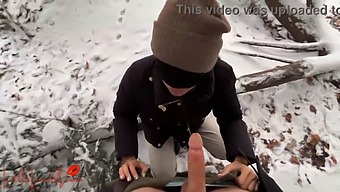 Luna'S Public Park Bj Almost Gets Caught In Snow