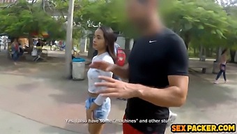 Stunning Tanned Petite Gets Her Ass Pounded While Suspended During Physical Training