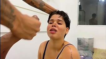 Fat White Babe Gives A Deepthroat Blowjob