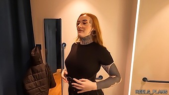 Redheaded British Student Experiences Threesome In Fitting Room